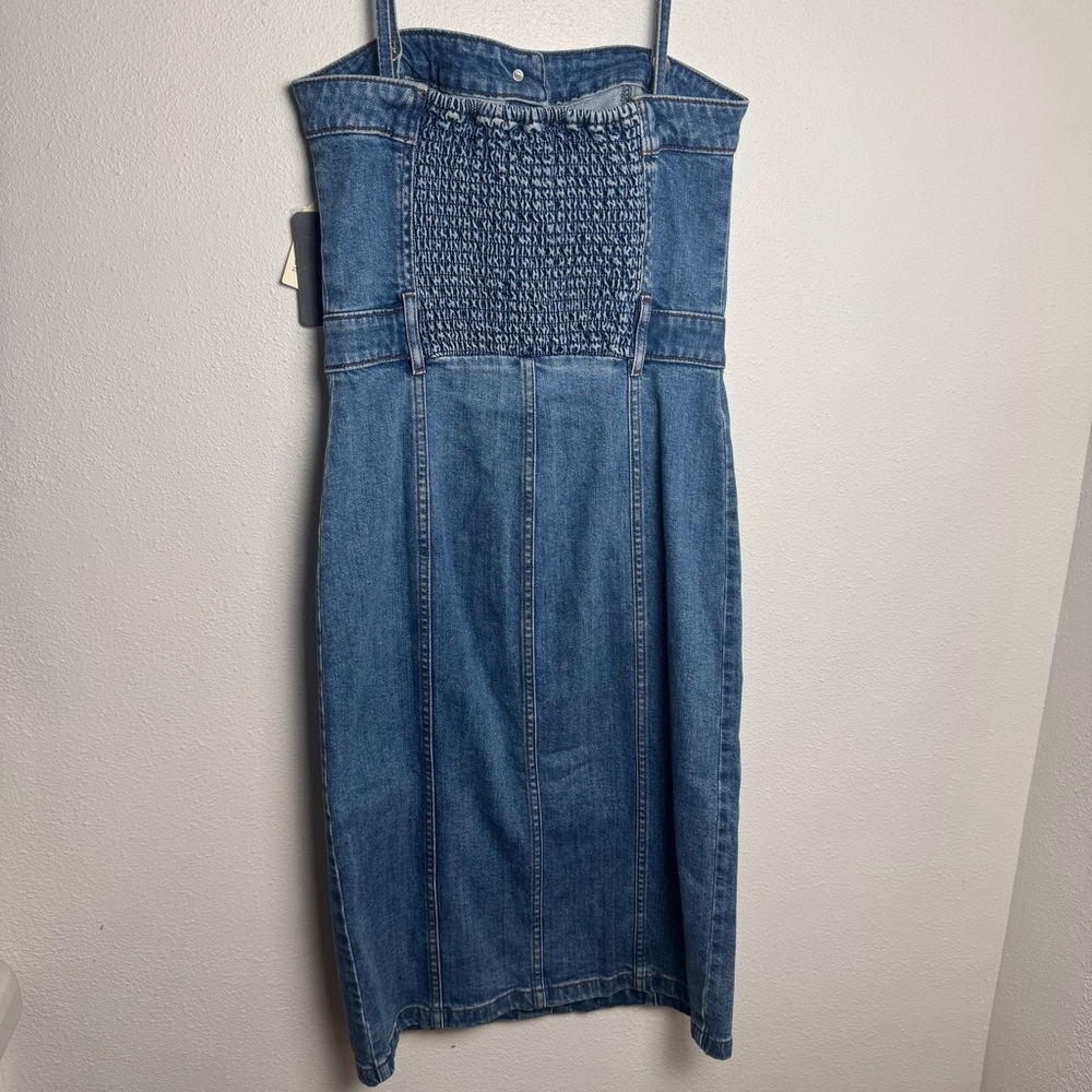 Levi's Blue Denim Strapless Button-Front Dress - Picture 6 of 14